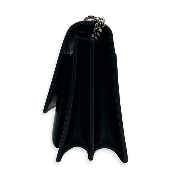 Sunset Black Shoulder Bag in Calfskin, Silver hardware