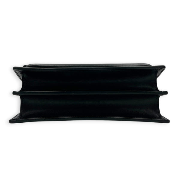 Sunset Black Shoulder Bag in Calfskin, Silver hardware