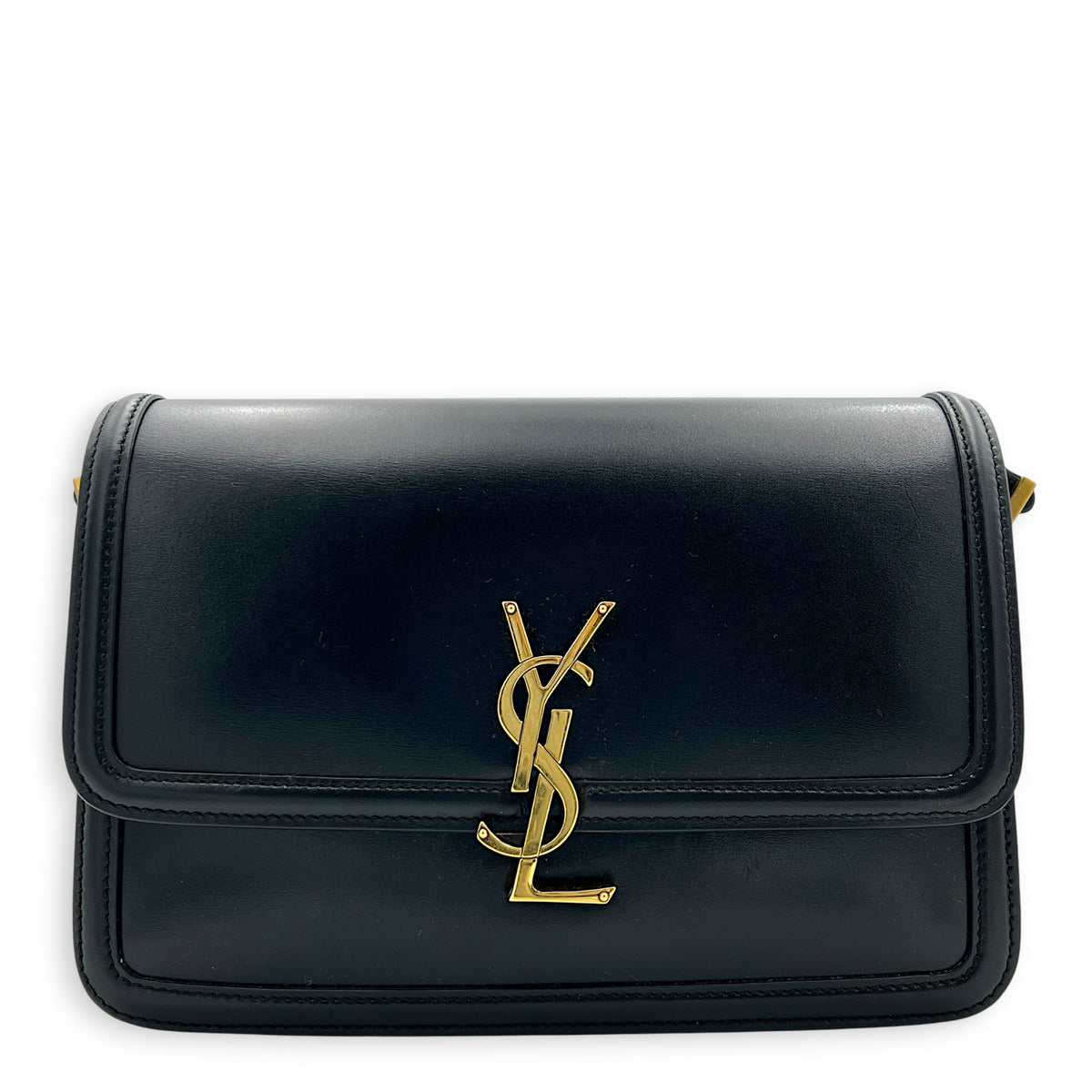 Solferino Shoulder Bag Black in Calfskin, Gold hardware