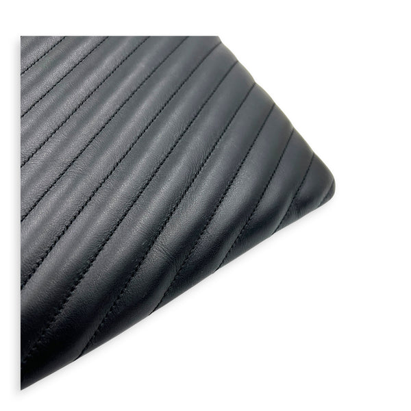 Cassandre Black Pouch in Calfskin, Gold hardware