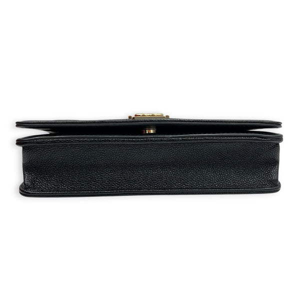 Boy Wallet On Chain Black in Caviar Leather, Gold hardware
