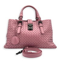 Intrecciato Top Handle Bag Pink in Calfskin, Gunmetal hardware