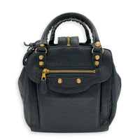 Motorcycle Convertible Grey Backpack in Calfskin, Gold hardware