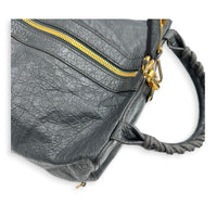 Motorcycle Convertible Grey Backpack in Calfskin, Gold hardware