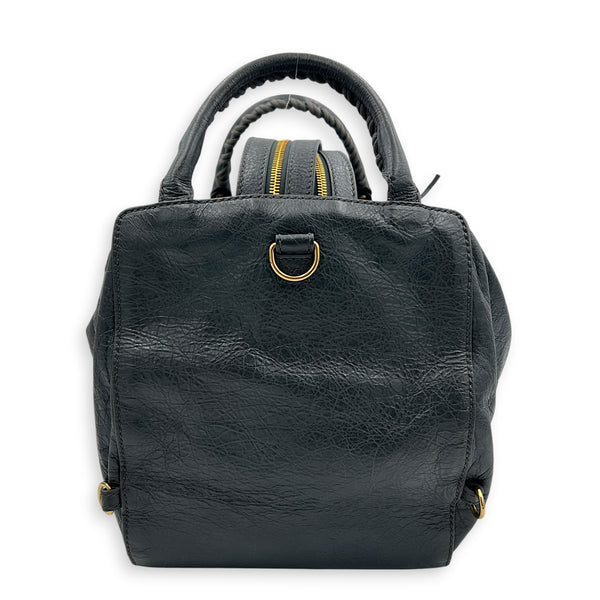 Motorcycle Convertible Grey Backpack in Calfskin, Gold hardware
