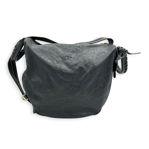 Motorcycle Convertible Grey Backpack in Calfskin, Gold hardware