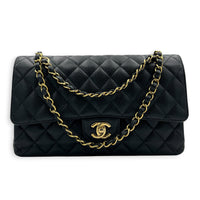 Classic Shoulder Bag Black in Caviar Leather, Gold hardware