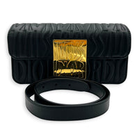 Miss Dior Allover Shoulder Bag Black in Calfskin, Gold hardware