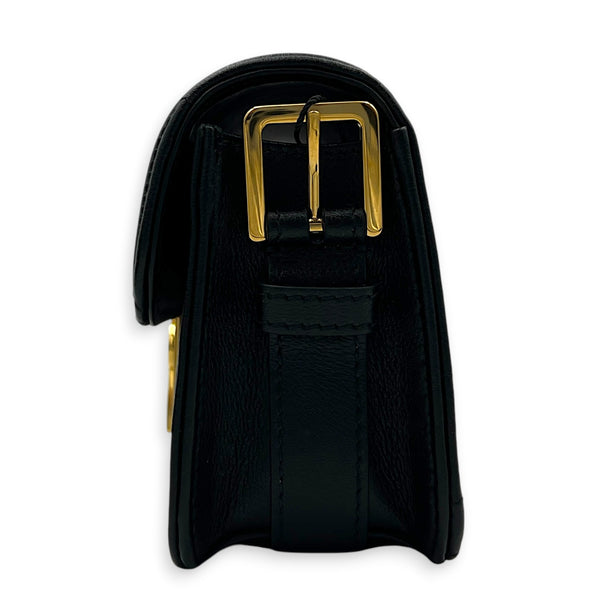 Miss Dior Allover Shoulder Bag Black in Calfskin, Gold hardware