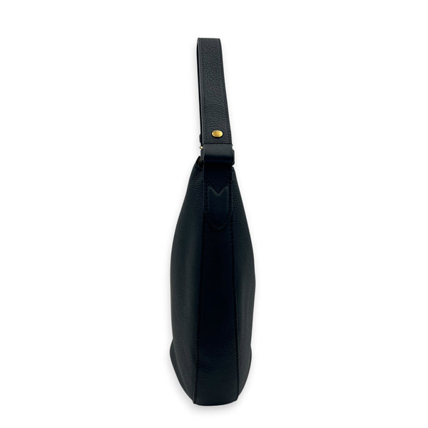 Low Key Cookie Shoulder Bag MM Black in Calfskin, Gold hardware