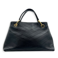 Chic Shopping Black Top Handle Bag in Calfskin, Gold hardware