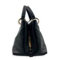 Chic Shopping Black Top Handle Bag in Calfskin, Gold hardware
