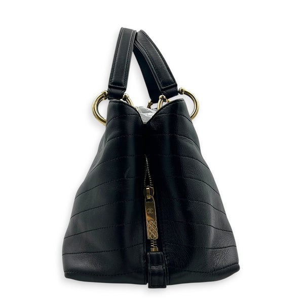 Chic Shopping Black Top Handle Bag in Calfskin, Gold hardware