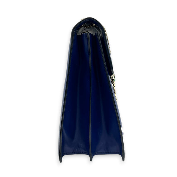 Serpenti Forever Shoulder Bag Blue in Calfskin, Gold hardware