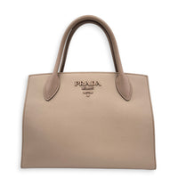 Logo Monochrome Pink Top Handle Bag in Saffiano Leather, Gold hardware