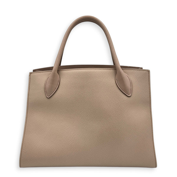 Logo Monochrome Pink Top Handle Bag in Saffiano Leather, Gold hardware