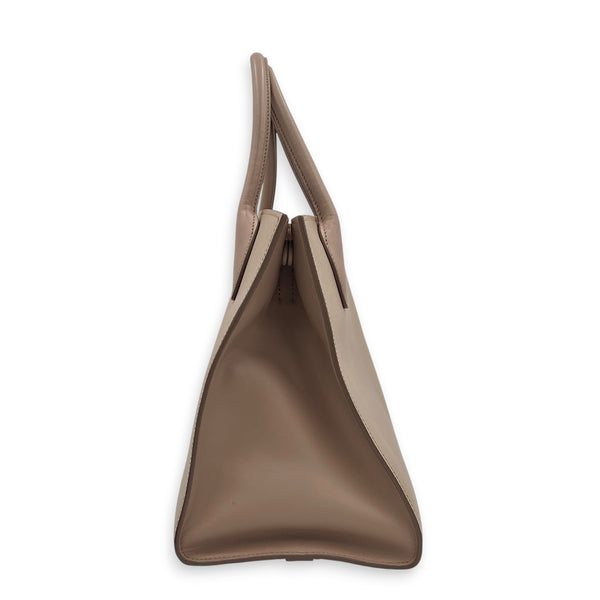 Logo Monochrome Pink Top Handle Bag in Saffiano Leather, Gold hardware