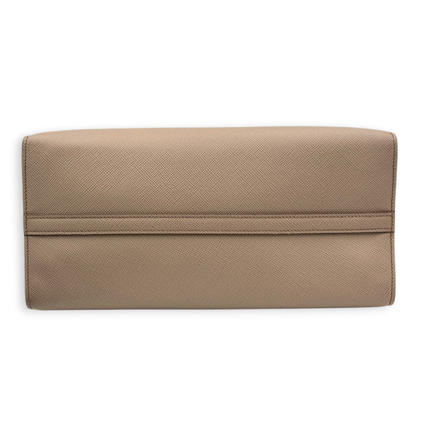 Logo Monochrome Pink Top Handle Bag in Saffiano Leather, Gold hardware