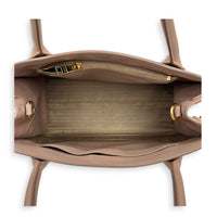 Logo Monochrome Pink Top Handle Bag in Saffiano Leather, Gold hardware