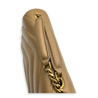 Loulou Shoulder Bag Beige in Lambskin, Gold hardware