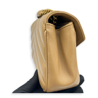 Loulou Shoulder Bag Beige in Lambskin, Gold hardware