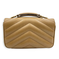 Loulou Shoulder Bag Beige in Lambskin, Gold hardware