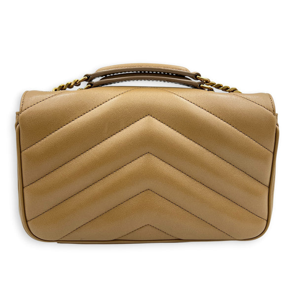 Loulou Shoulder Bag Beige in Lambskin, Gold hardware