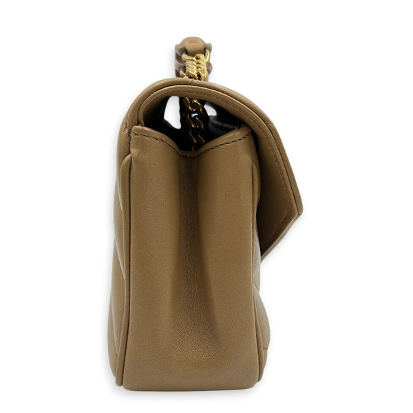 Loulou Shoulder Bag Beige in Lambskin, Gold hardware