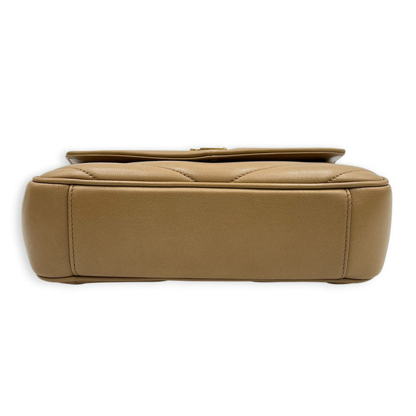 Loulou Shoulder Bag Beige in Lambskin, Gold hardware