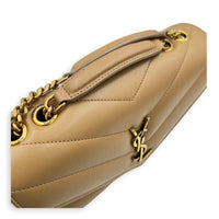 Loulou Shoulder Bag Beige in Lambskin, Gold hardware