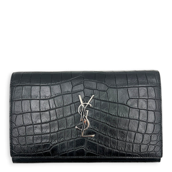 Cassandre Wallet On Chain Black in Calfskin, Silver hardware