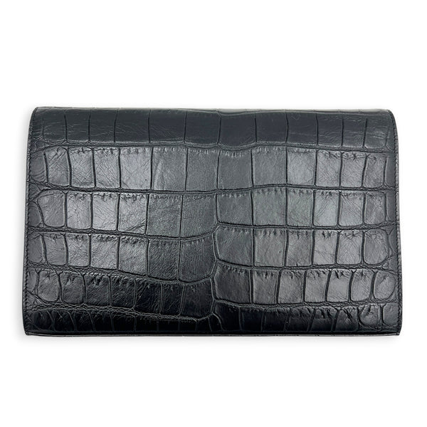 Cassandre Wallet On Chain Black in Calfskin, Silver hardware