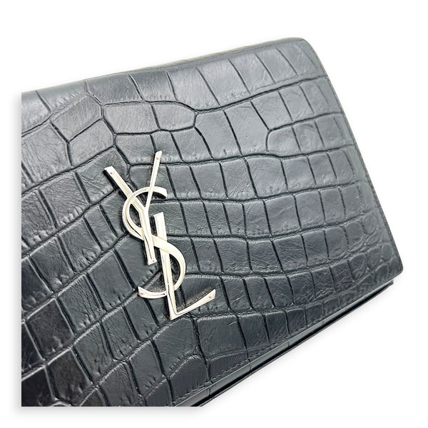 Cassandre Wallet On Chain Black in Calfskin, Silver hardware