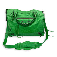 Velo Top Handle Bag Green in Calfskin, Ruthenium hardware