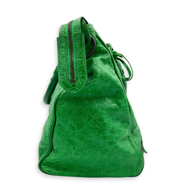 Velo Top Handle Bag Green in Calfskin, Ruthenium hardware