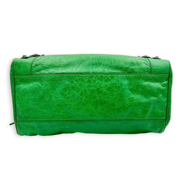 Velo Top Handle Bag Green in Calfskin, Ruthenium hardware