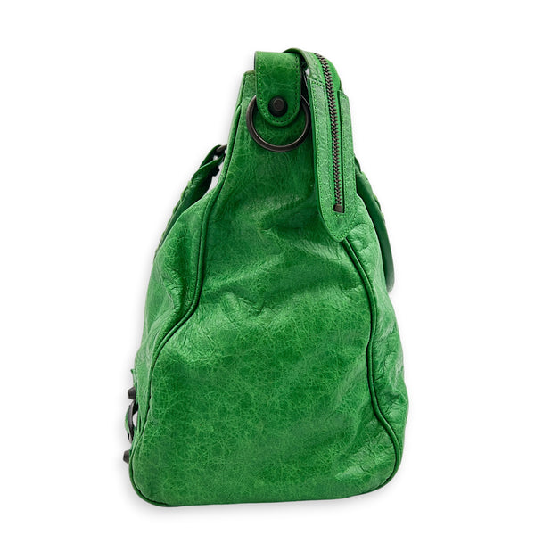 Velo Top Handle Bag Green in Calfskin, Ruthenium hardware