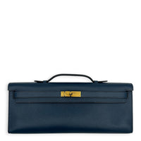 Kelly Cut Bleu de Prusse Clutch in Swift, Gold hardware
