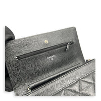 Classic Wallet On Chain Black in Caviar Leather, Silver hardware