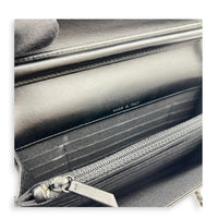 2.55 Wallet On Chain Black in Calfskin, Black hardware