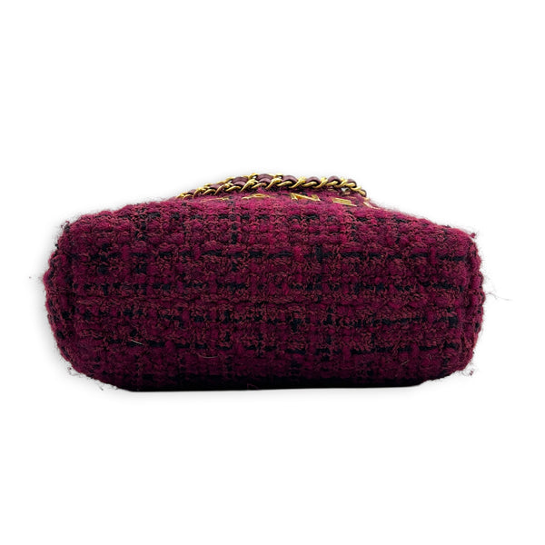 22 Tote Shoulder Bag Purple in Tweed, Gold hardware