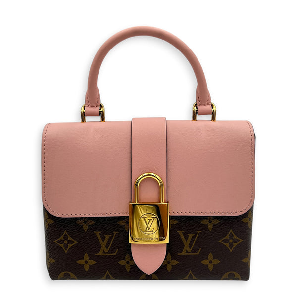 Locky Top Handle Bag Brown in Monogram Coated Canvas, Gold hardware
