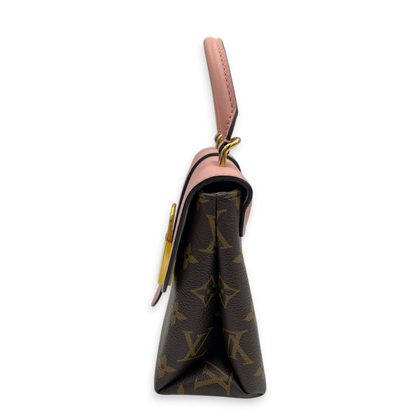 Locky Top Handle Bag Brown in Monogram Coated Canvas, Gold hardware