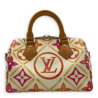 Speedy Bandouliere Top Handle Bag 20 By The Pool in Monogram Coated Canvas, Gold hardware