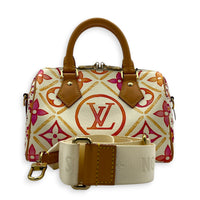 Speedy Bandouliere Top Handle Bag 20 By The Pool in Monogram Coated Canvas, Gold hardware