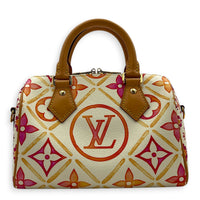 Speedy Bandouliere Top Handle Bag 20 By The Pool in Monogram Coated Canvas, Gold hardware