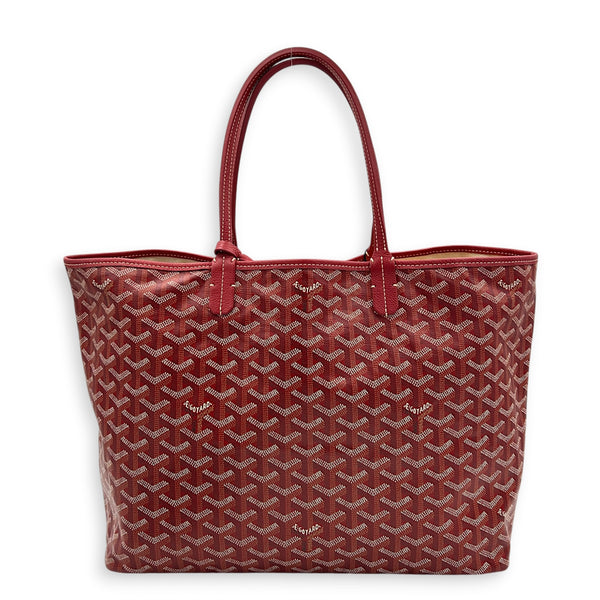 Saint Louis PM Red Tote Bag in Coated Canvas, Silver hardware