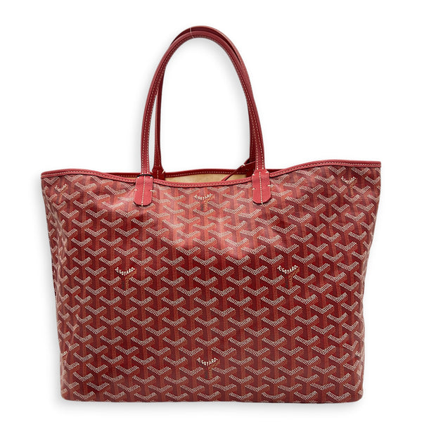 Saint Louis PM Red Tote Bag in Coated Canvas, Silver hardware
