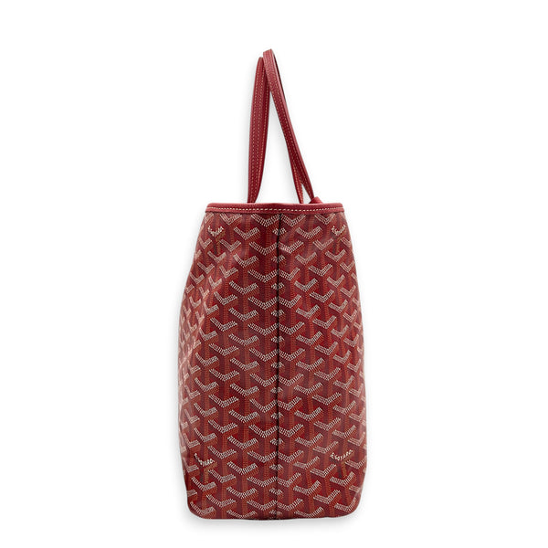 Saint Louis PM Red Tote Bag in Coated Canvas, Silver hardware