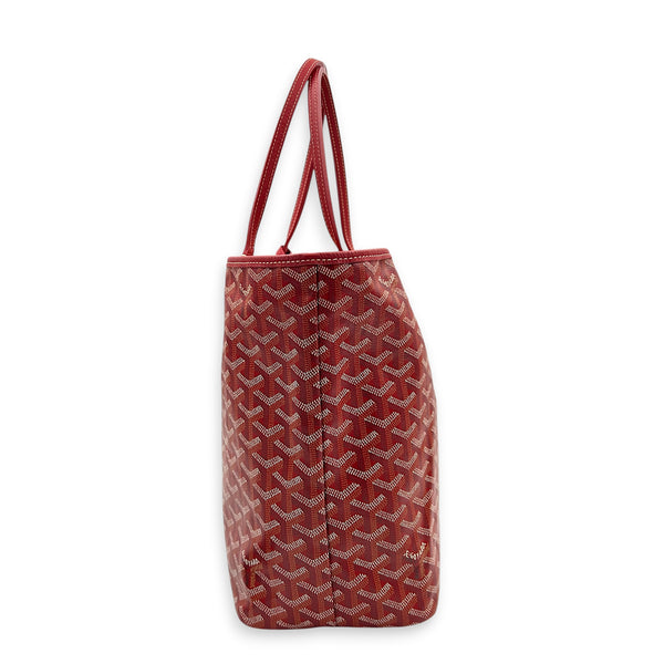 Saint Louis PM Red Tote Bag in Coated Canvas, Silver hardware